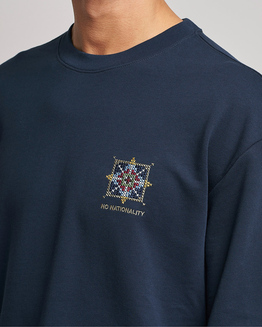 Uomini | T-shirt | NN07 | Alan Heavy Logo Long Sleeve T-Shirt Navy