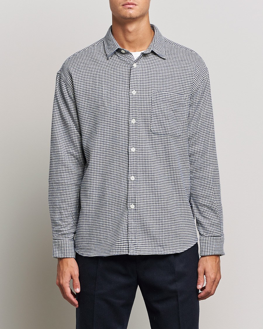 Uomini | Camicie | NN07 | Deon Houndstooth Shirt Blue/White