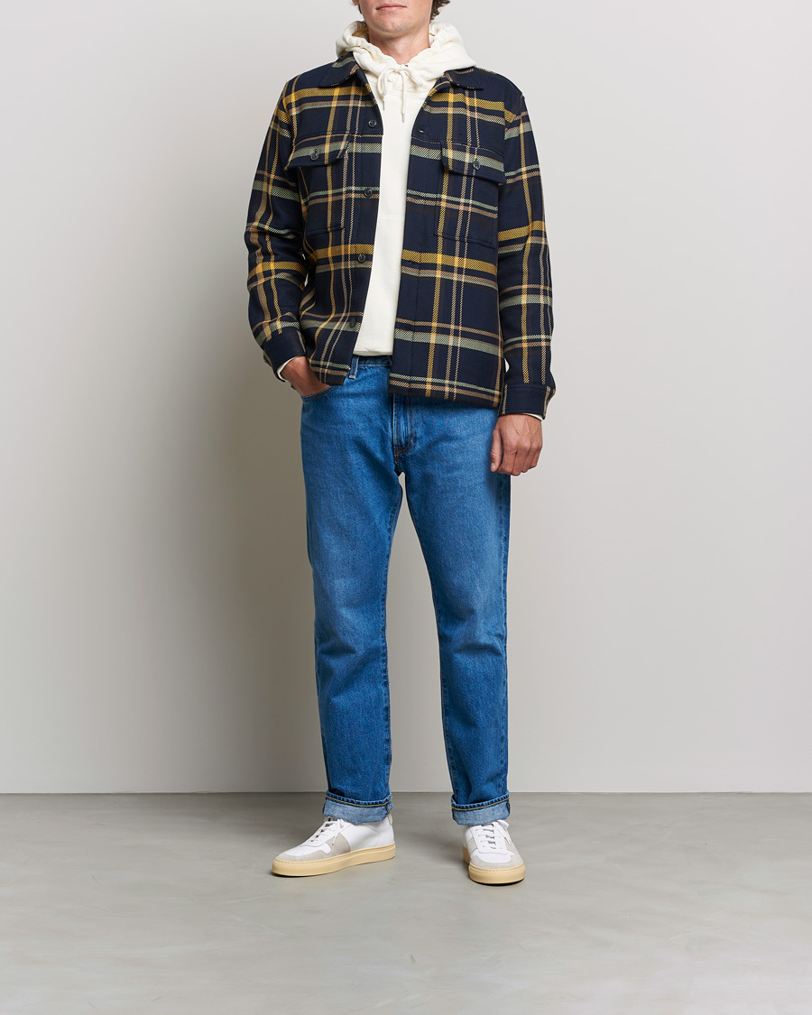 Uomini | Camicie | NN07 | Wilas Checked Overshirt Navy/Yellow