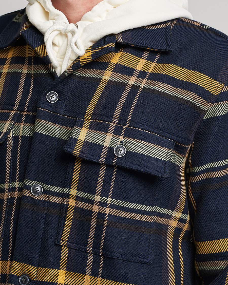 Uomini | Camicie | NN07 | Wilas Checked Overshirt Navy/Yellow