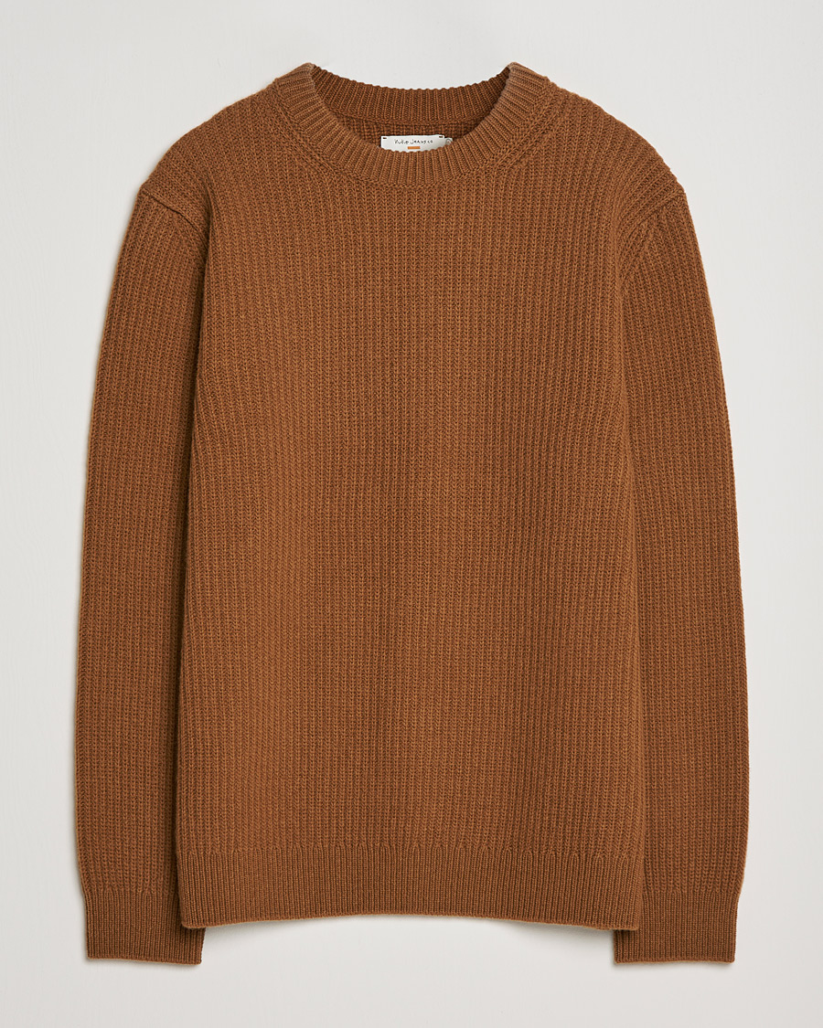 Uomini | Maglieria | Nudie Jeans | August Wool Rib Knitted Sweater Oak