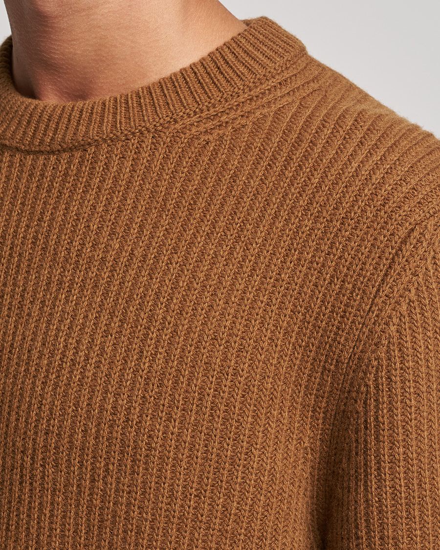 Uomini | Maglieria | Nudie Jeans | August Wool Rib Knitted Sweater Oak