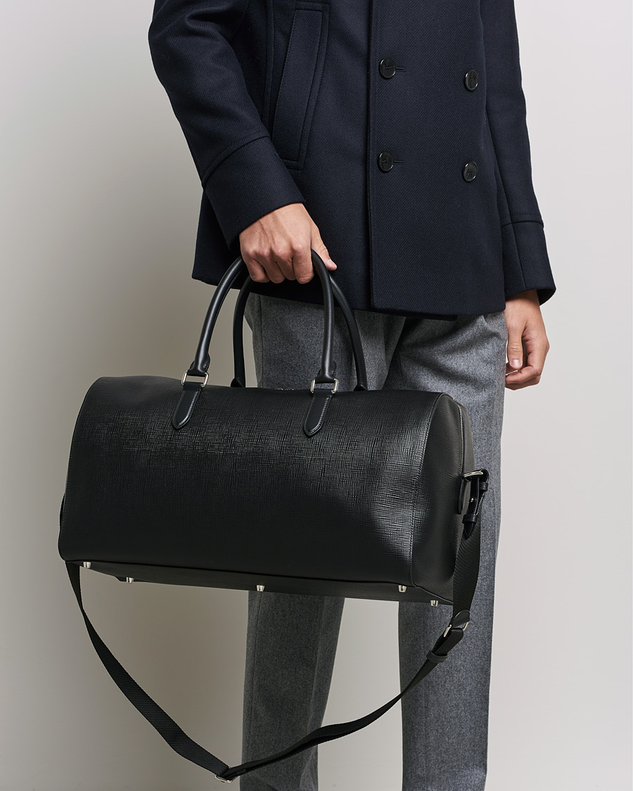 Uomini | Smythson Panama Leather Weekendbag Black | Smythson | Panama Leather Weekendbag Black