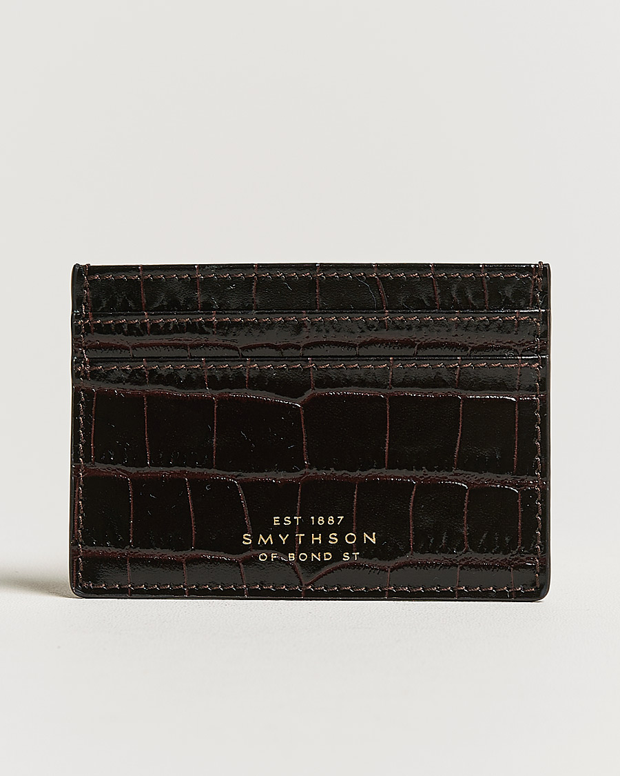 Uomini | Portafogli | Smythson | Mara Flat Cardholder Dark Brown