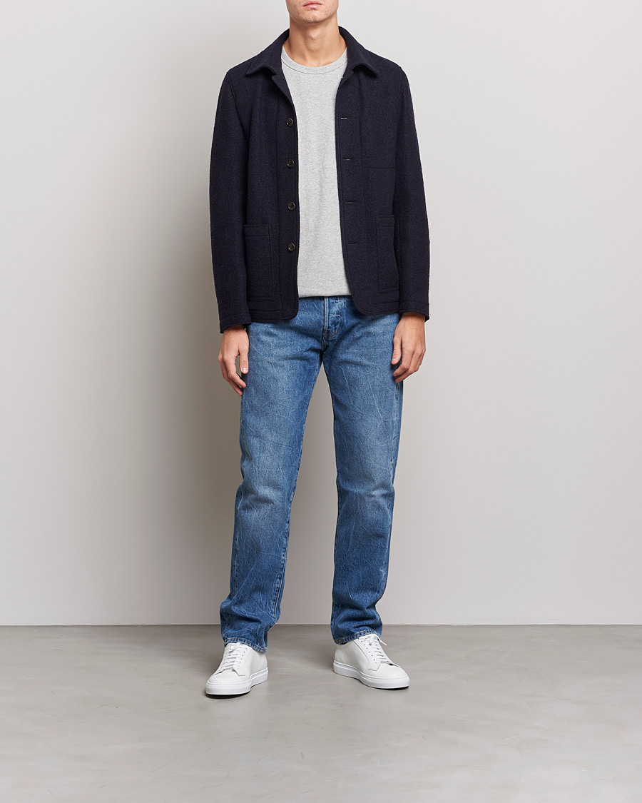 Uomini | Blazers | Tiger of Sweden | Gio Knitted Wool Blazer Light Ink