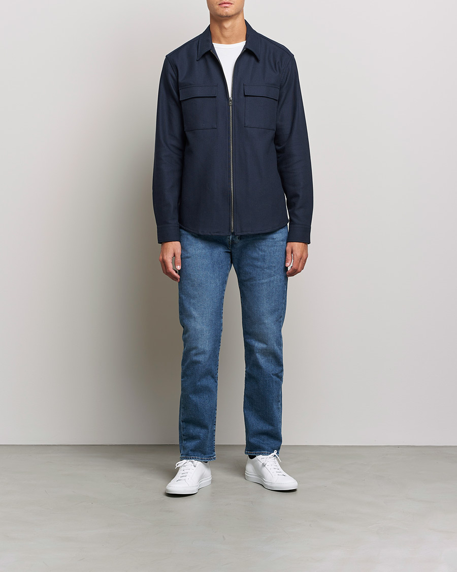 Uomini | Camicie | Tiger of Sweden | Noel P Herringbone Shirt Night Blue