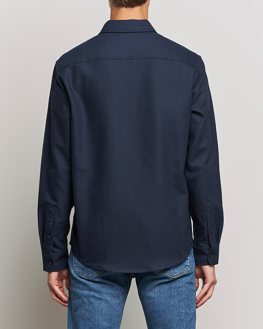 Uomini | Camicie | Tiger of Sweden | Noel P Herringbone Shirt Night Blue