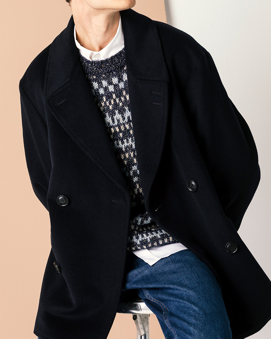 Uomini | Giacche | Tiger of Sweden | Eerik Wool Peacoat Light Ink