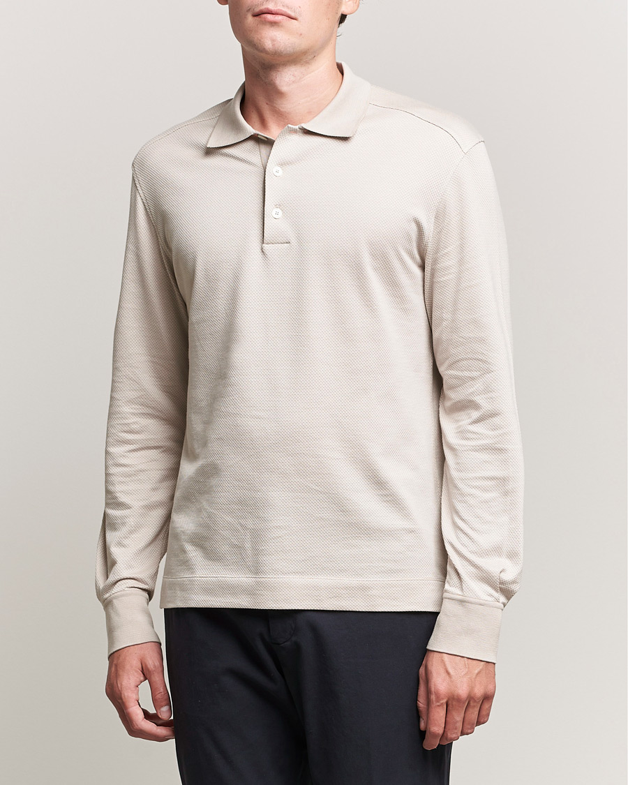 Uomini | Maglieria | Zegna | Cotton/Silk Long Sleeve Polo Beige