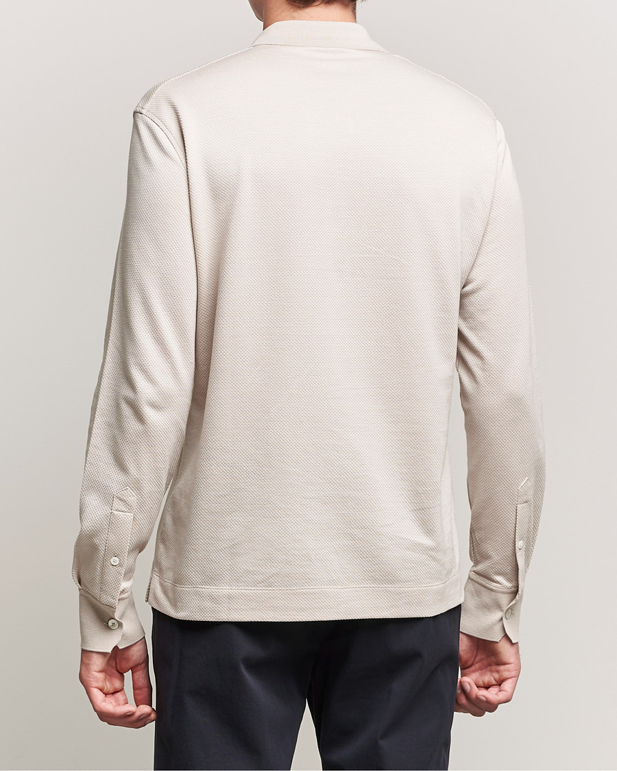 Uomini | Maglieria | Zegna | Cotton/Silk Long Sleeve Polo Beige