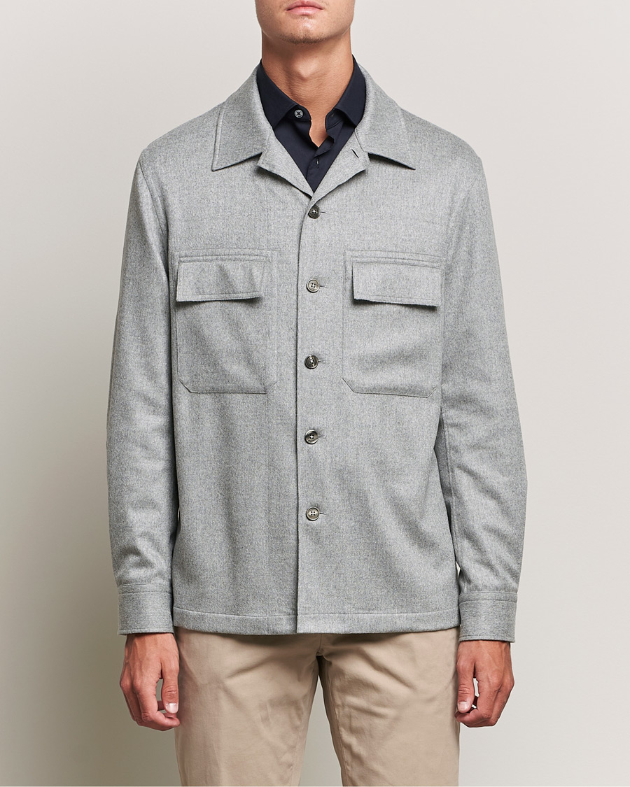 Uomini | Camicie | Zegna | Oasi Cashmere Overshirt Light Grey