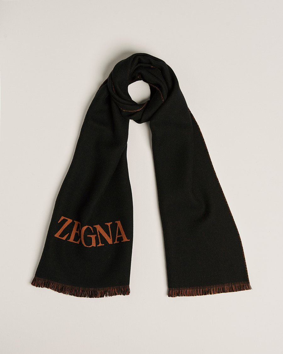 Uomini | Zegna Bicolor Wool Scarf Black | Zegna | Bicolor Wool Scarf Black