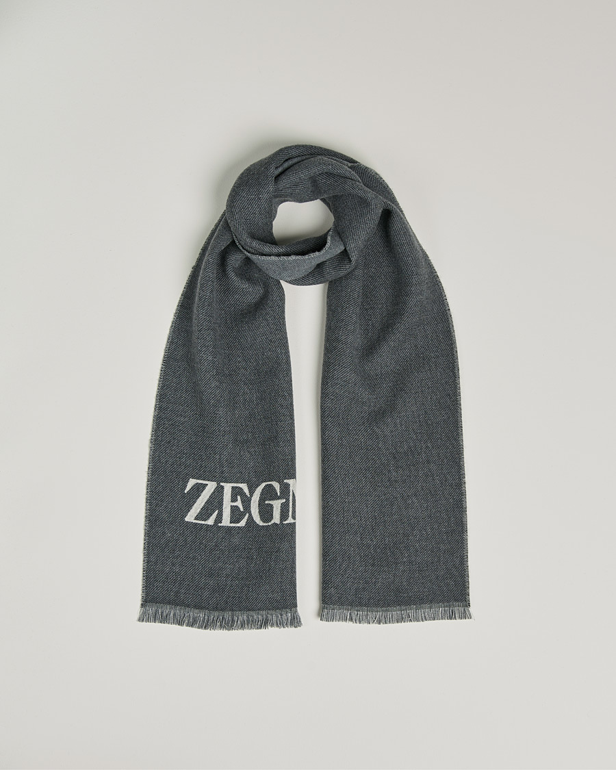 Uomini | Zegna Bicolor Wool Scarf Dark Grey | Zegna | Bicolor Wool Scarf Dark Grey