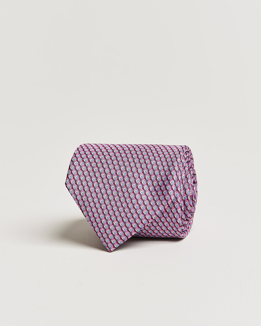 Uomini | Zegna Printed Silk Tie Pink | Zegna | Printed Silk Tie Pink