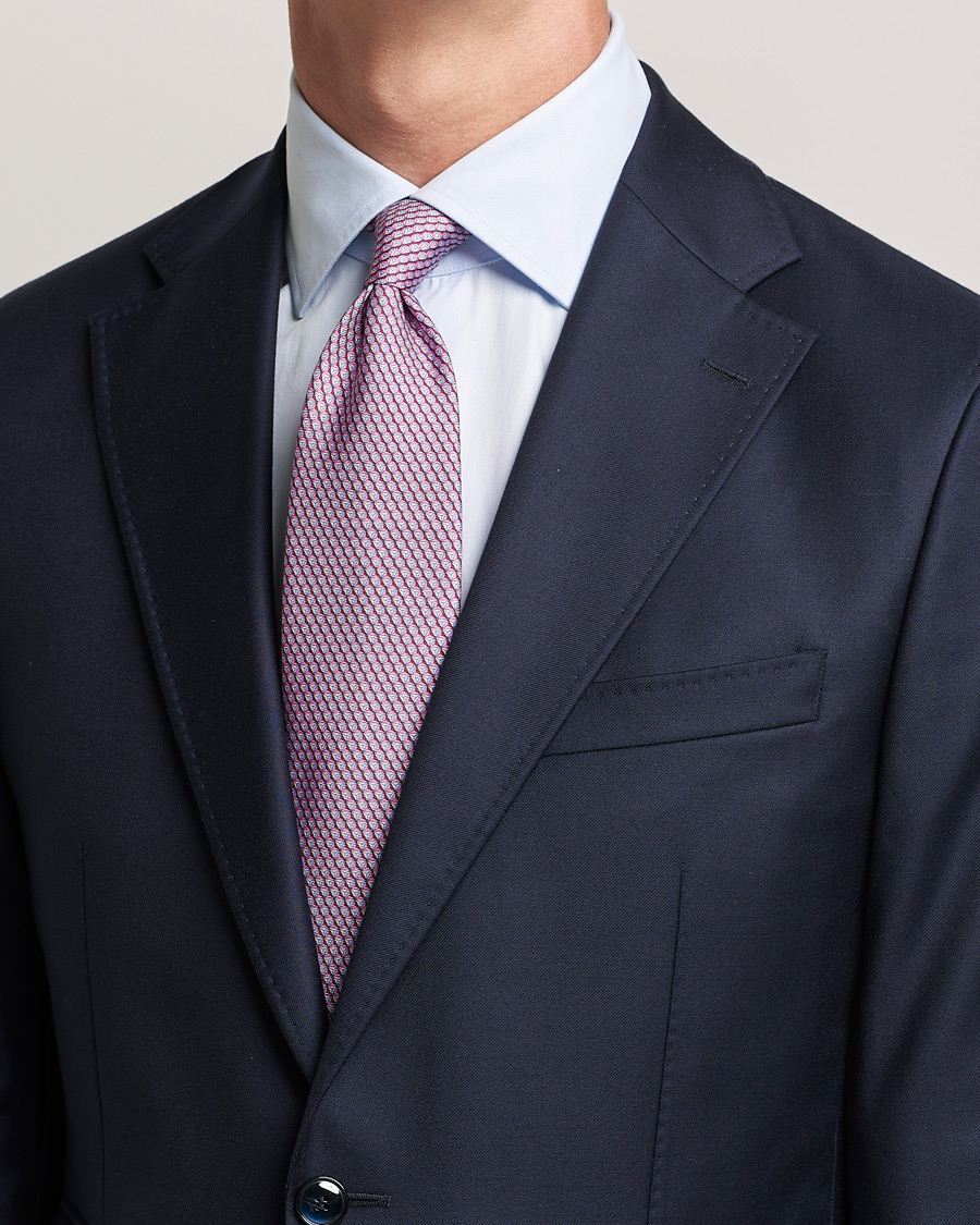 Uomini | Zegna Printed Silk Tie Pink | Zegna | Printed Silk Tie Pink