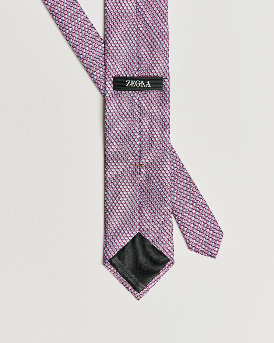 Uomini | Zegna Printed Silk Tie Pink | Zegna | Printed Silk Tie Pink