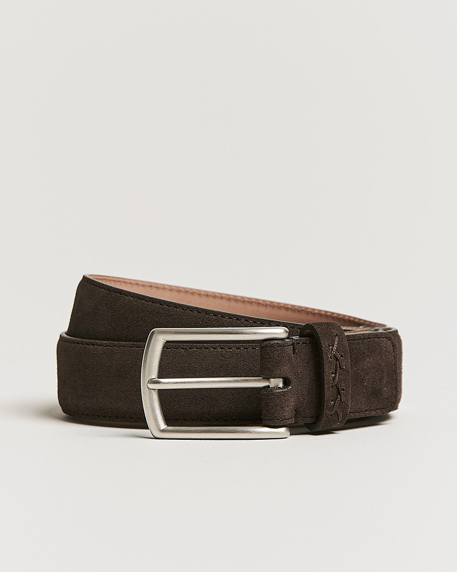 Uomini | Zegna Triple Stitch Belt Dark Brown Suede | Zegna | Triple Stitch Belt Dark Brown Suede