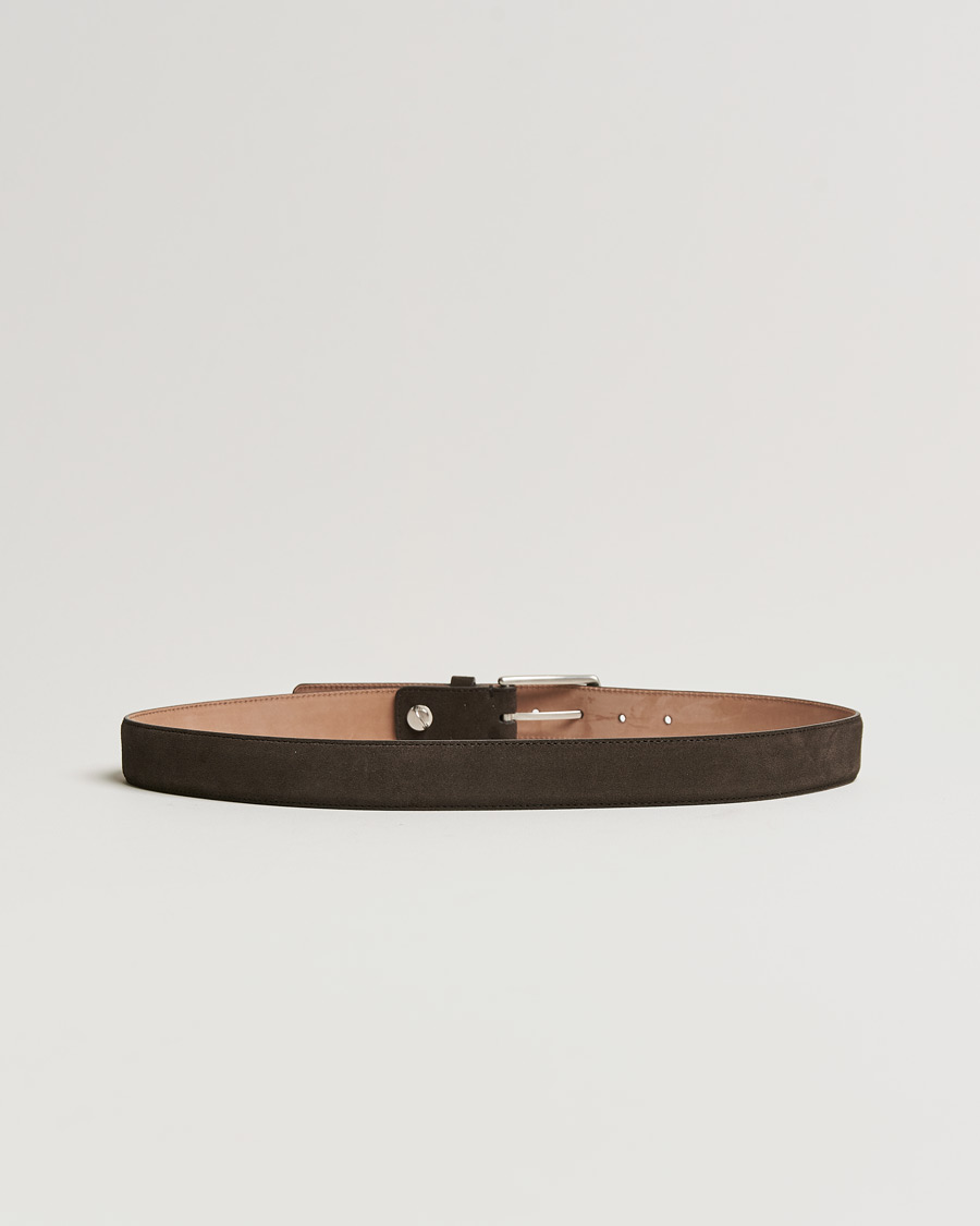 Uomini | Zegna Triple Stitch Belt Dark Brown Suede | Zegna | Triple Stitch Belt Dark Brown Suede