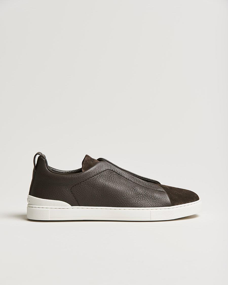 Uomini | Zegna Triple Stitch Sneaker Dark Brown Calf | Zegna | Triple Stitch Sneaker Dark Brown Calf