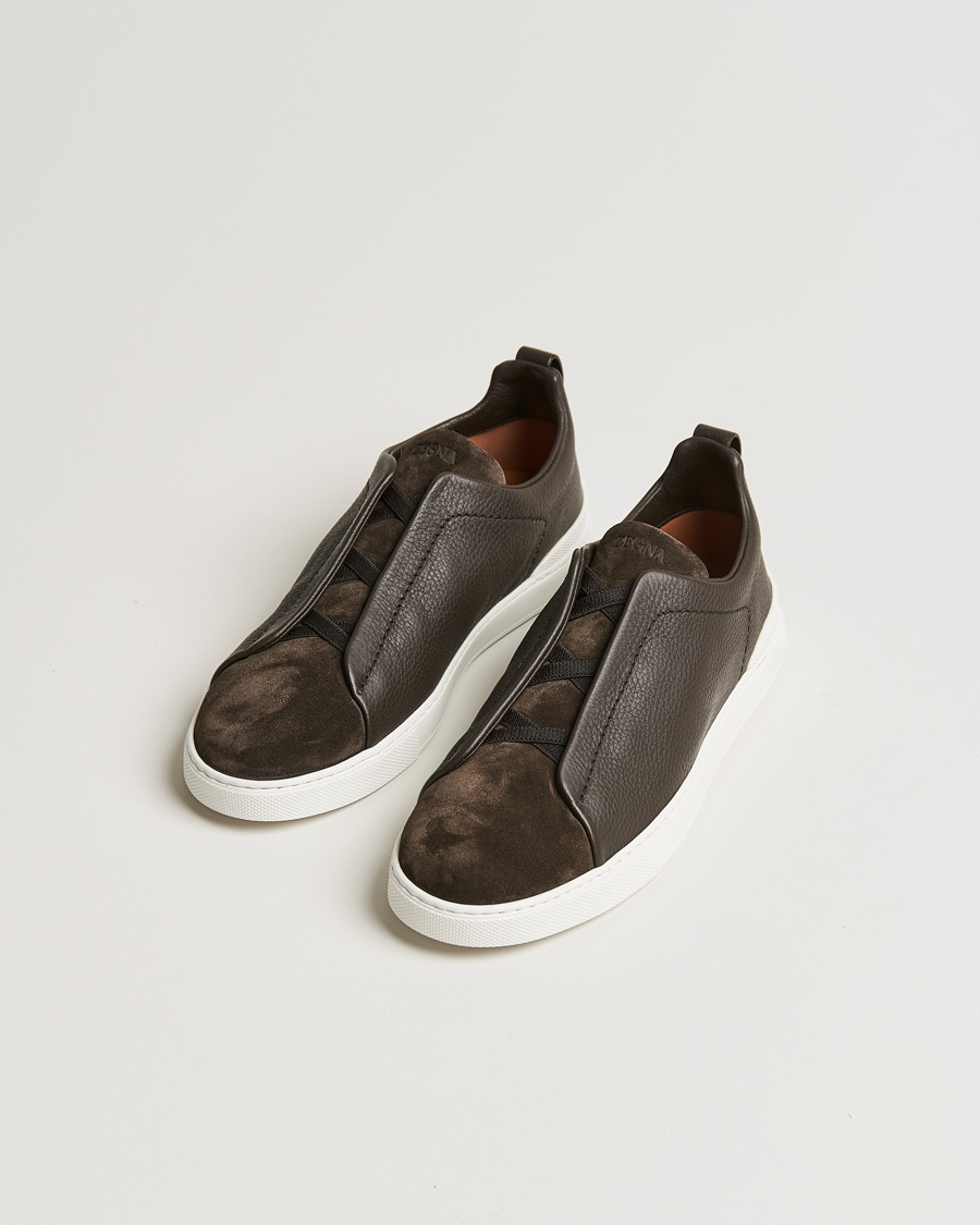 Uomini | Zegna Triple Stitch Sneaker Dark Brown Calf | Zegna | Triple Stitch Sneaker Dark Brown Calf