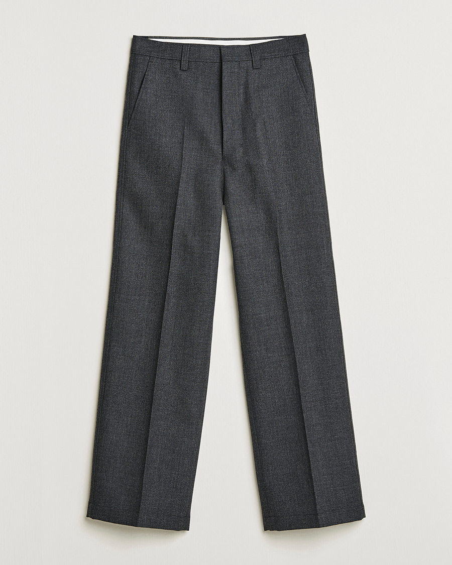 Uomini | Pantaloni | AMI | Large Fit Wool Trousers Dark Grey