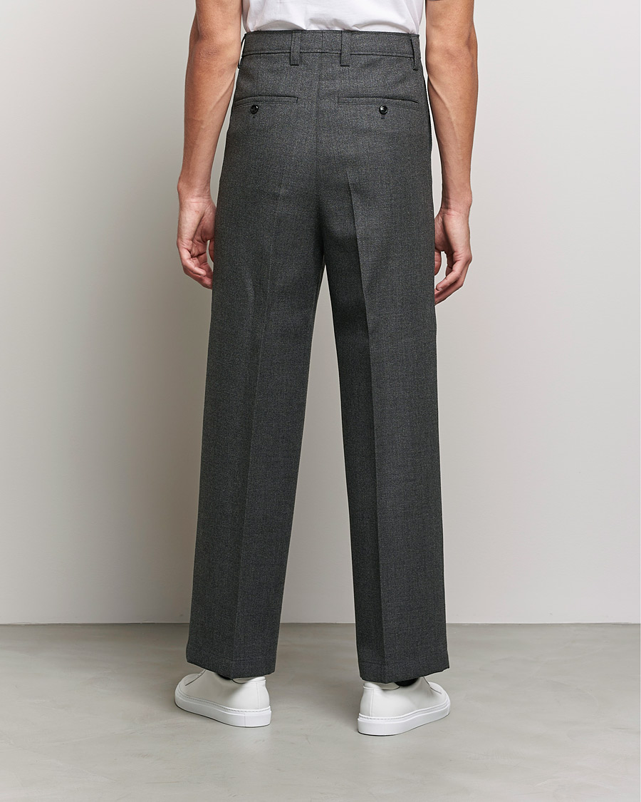 Uomini | Pantaloni | AMI | Large Fit Wool Trousers Dark Grey
