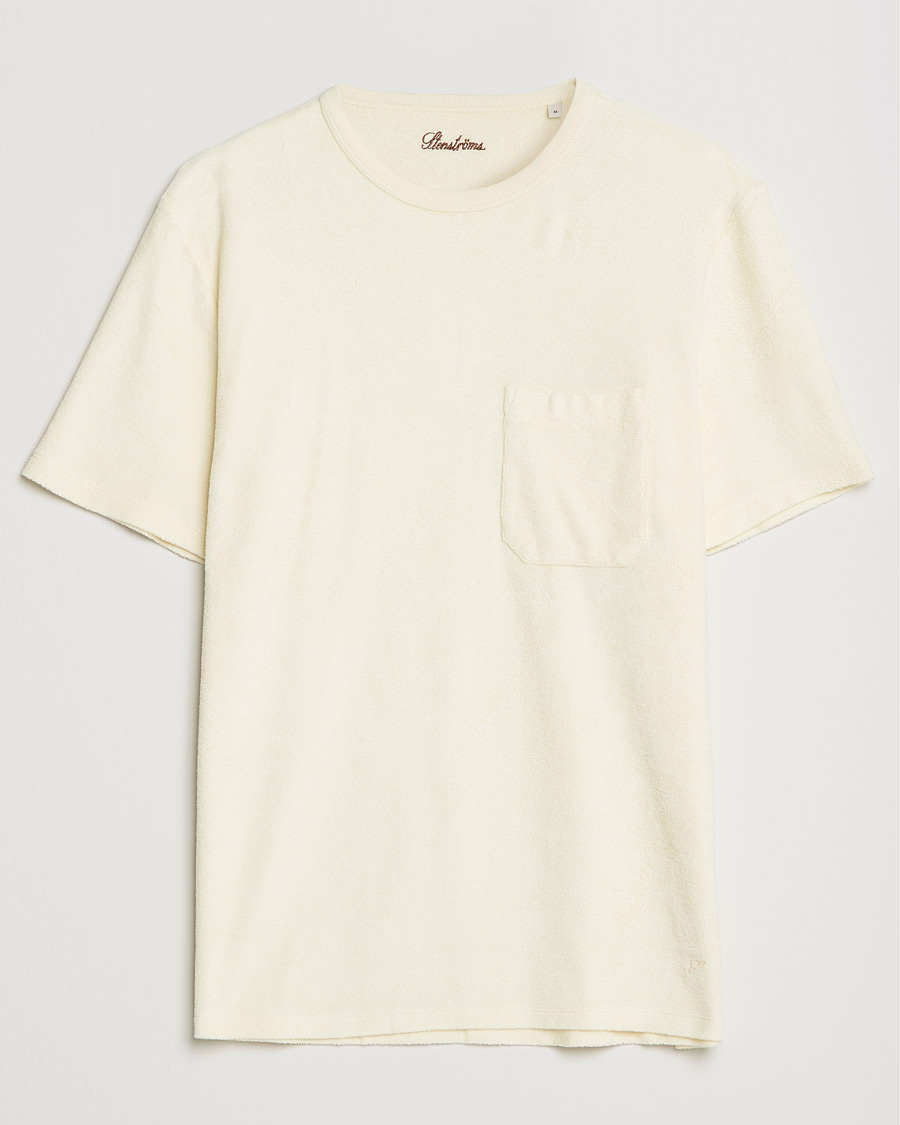 Uomini | T-shirt | Stenströms | Towelling Cotton T-Shirt Cream