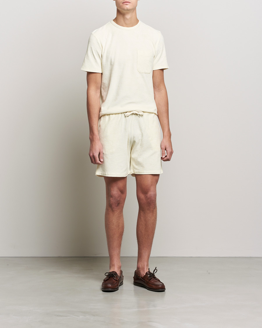 Uomini | T-shirt | Stenströms | Towelling Cotton T-Shirt Cream