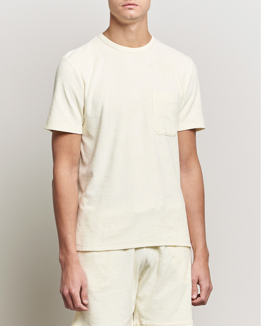 Uomini | T-shirt | Stenströms | Towelling Cotton T-Shirt Cream
