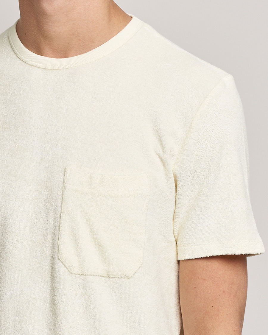 Uomini | T-shirt | Stenströms | Towelling Cotton T-Shirt Cream