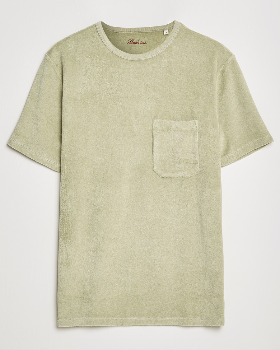 Uomini | T-shirt | Stenströms | Towelling Cotton T-Shirt Olive