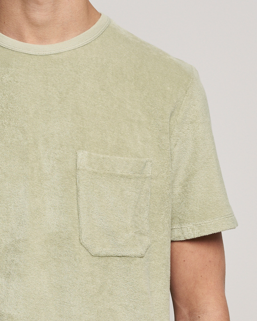 Uomini | T-shirt | Stenströms | Towelling Cotton T-Shirt Olive