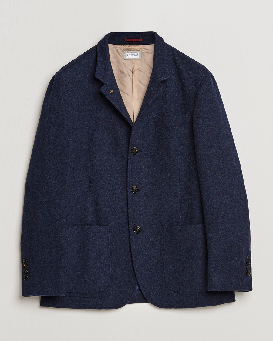 Uomini | Giacche | Brunello Cucinelli | Cashmere City Jacket Dark Blue