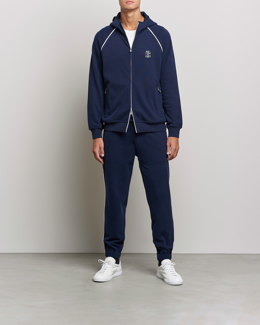 Uomini | Maglieria | Brunello Cucinelli | Soft Cotton Zip Sweater Cobalt Blue