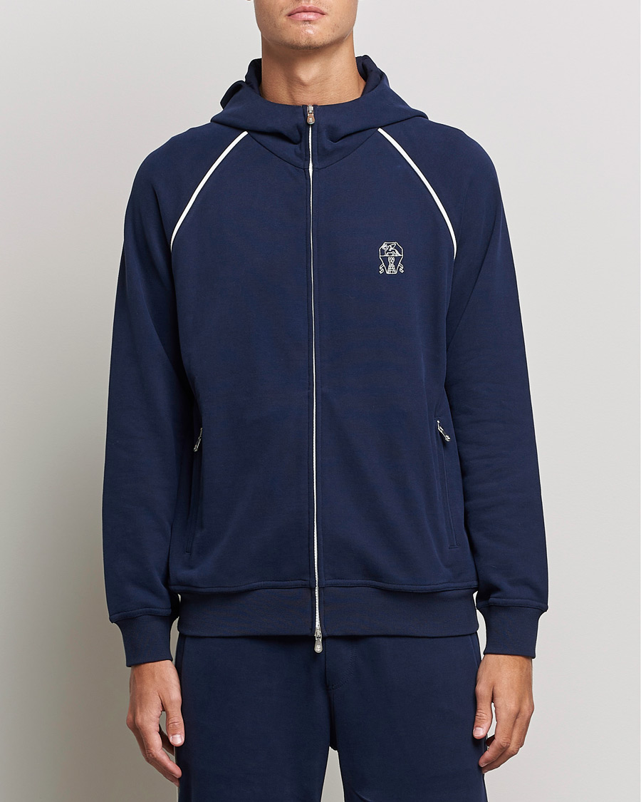 Uomini | Maglieria | Brunello Cucinelli | Soft Cotton Zip Sweater Cobalt Blue