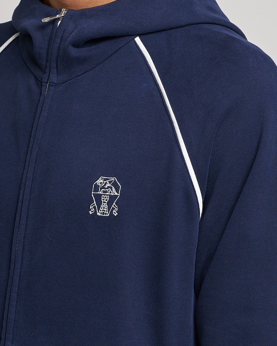 Uomini | Maglieria | Brunello Cucinelli | Soft Cotton Zip Sweater Cobalt Blue