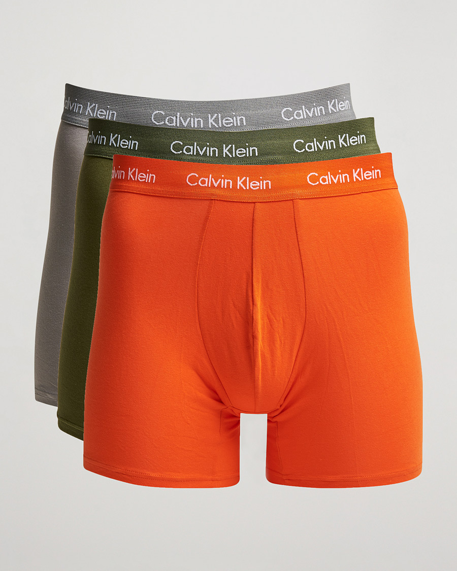 Uomini | Biancheria intima | Calvin Klein | Cotton Stretch 3-Pack Boxer Breif Grey/Orange/Army