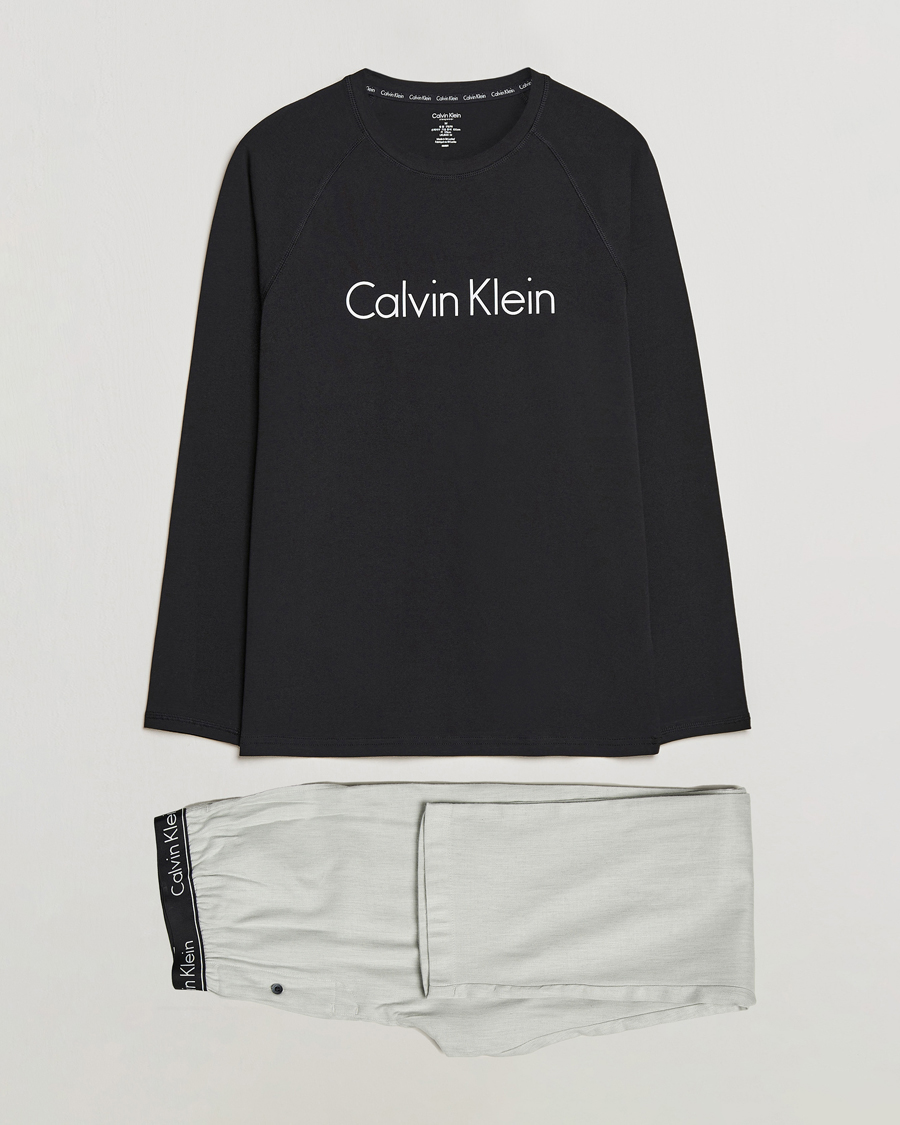 Uomini | Accappatoi & Pigiami | Calvin Klein | Logo Long Sleeve Pyjama Set Black/White