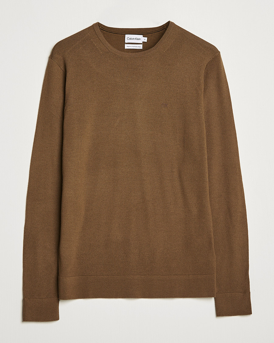 Uomini | Maglieria | Calvin Klein | Superior Wool Crew Neck Sweater Chester Brown