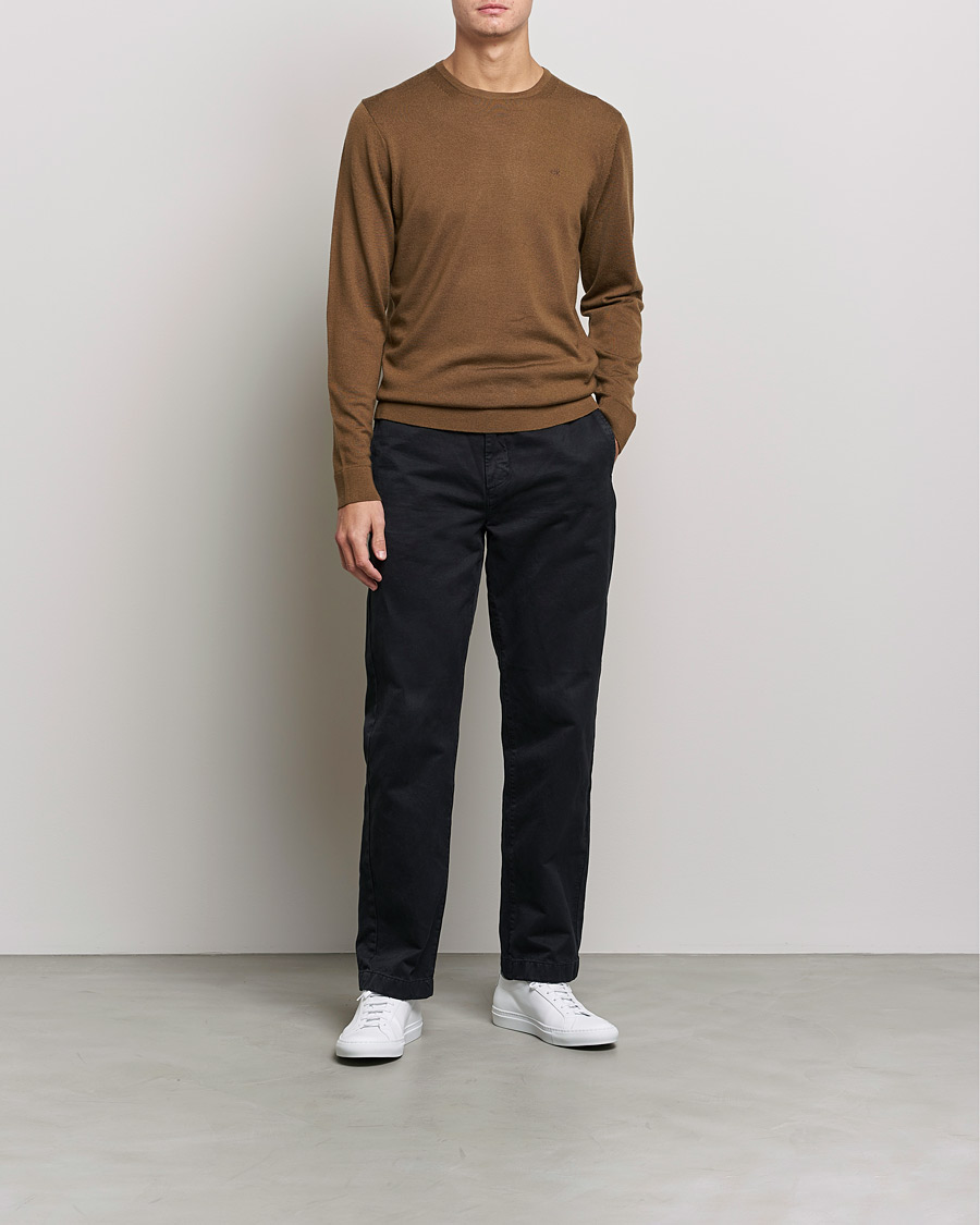 Uomini | Maglieria | Calvin Klein | Superior Wool Crew Neck Sweater Chester Brown