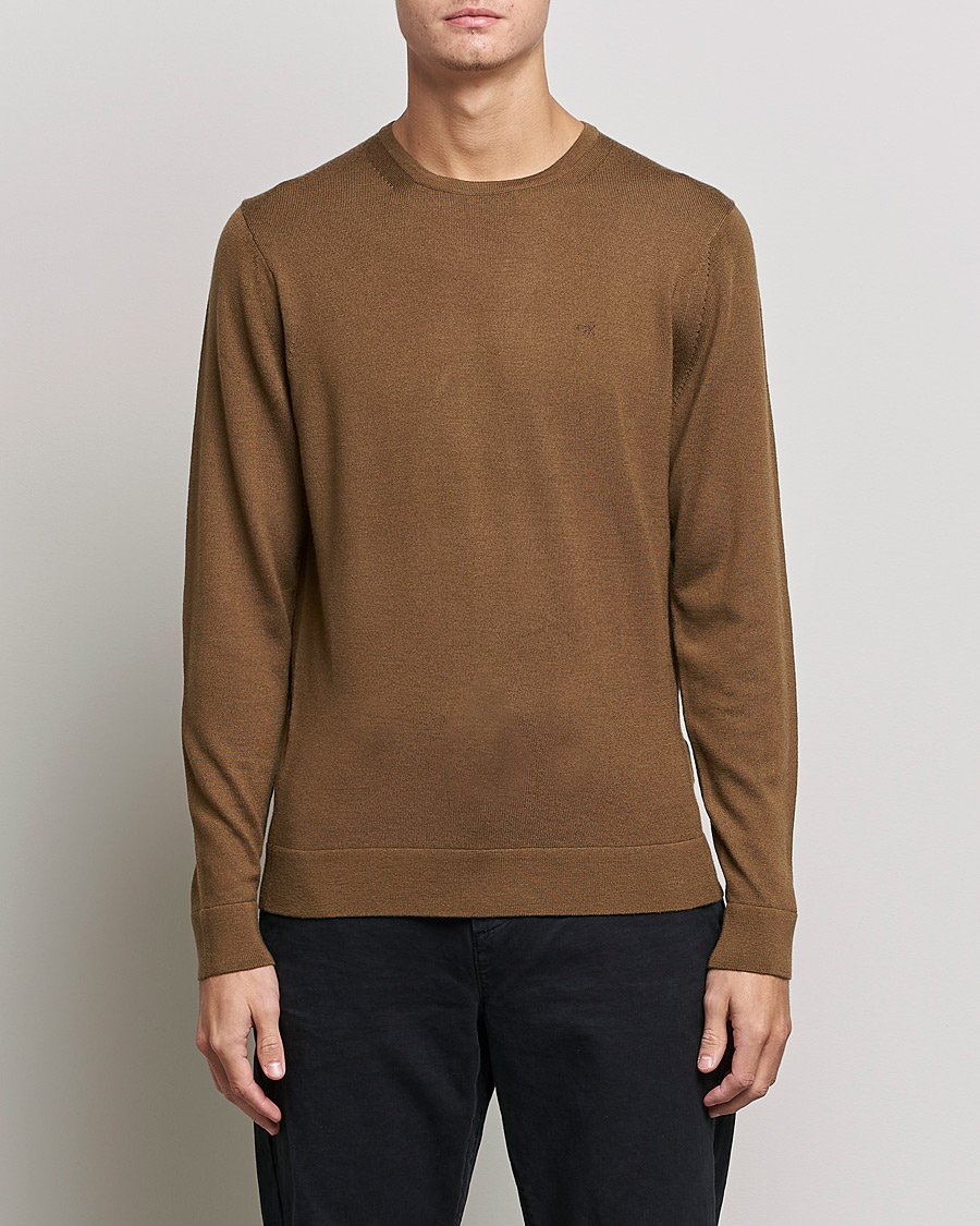 Uomini | Maglieria | Calvin Klein | Superior Wool Crew Neck Sweater Chester Brown