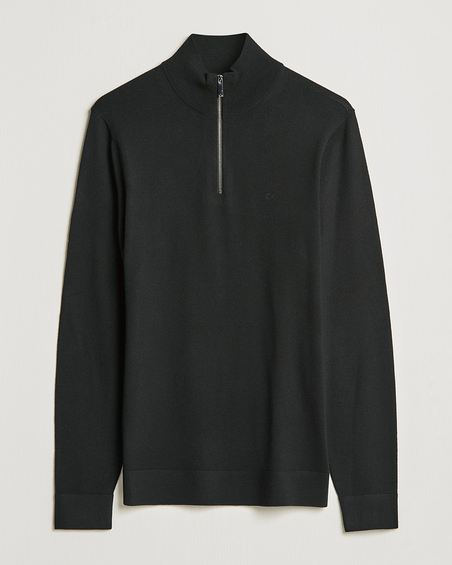 Uomini | Maglieria | Calvin Klein | Superior Wool Half Zip Sweater Black