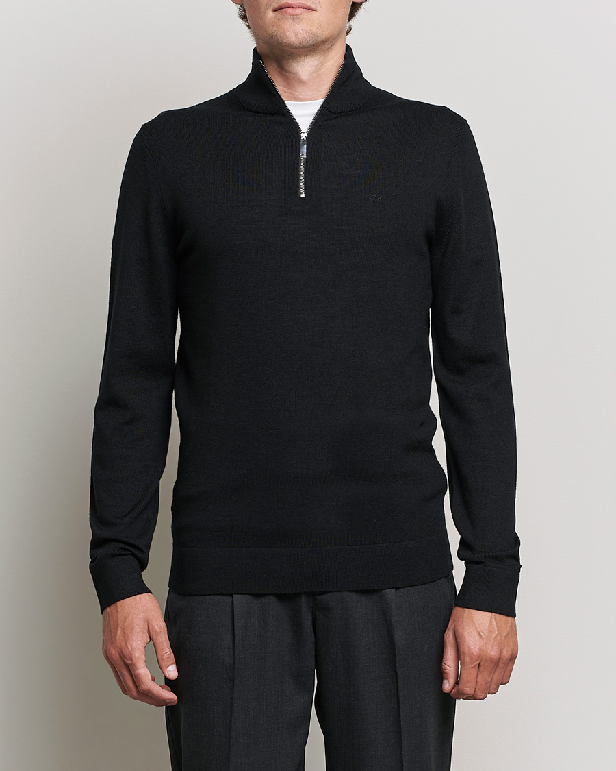 Uomini | Maglieria | Calvin Klein | Superior Wool Half Zip Sweater Black