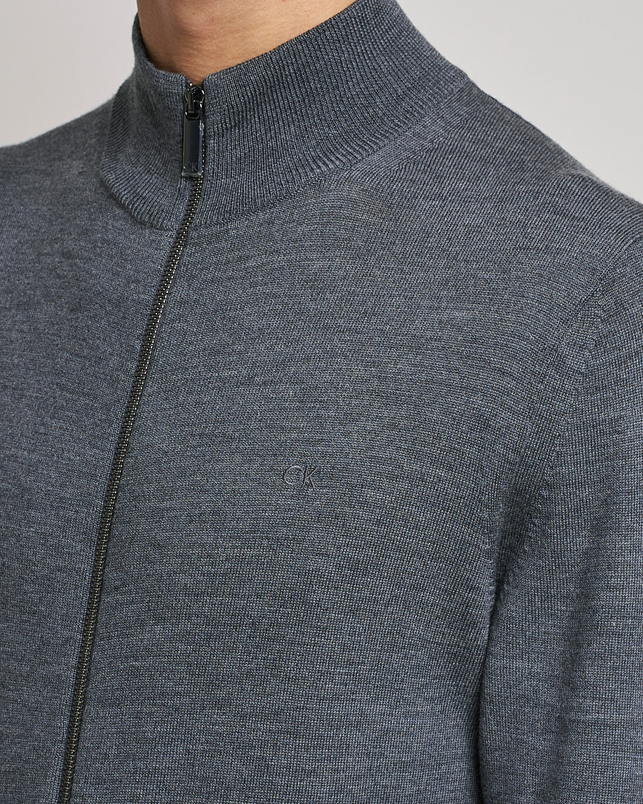 Uomini | Maglieria | Calvin Klein | Superior Wool Full Zip Sweater Dark Grey Heather