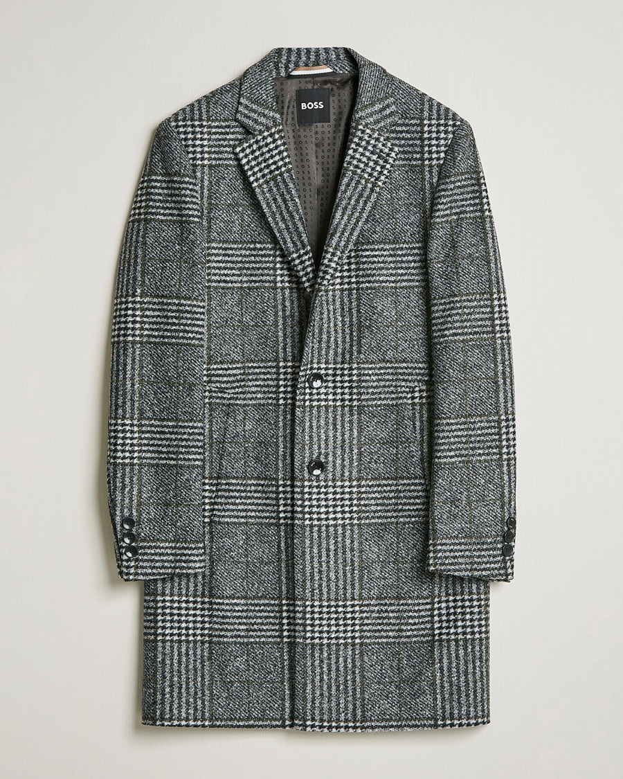 Uomini | Giacche | BOSS BLACK | Hyde Wool Checked Coat Black/Grey