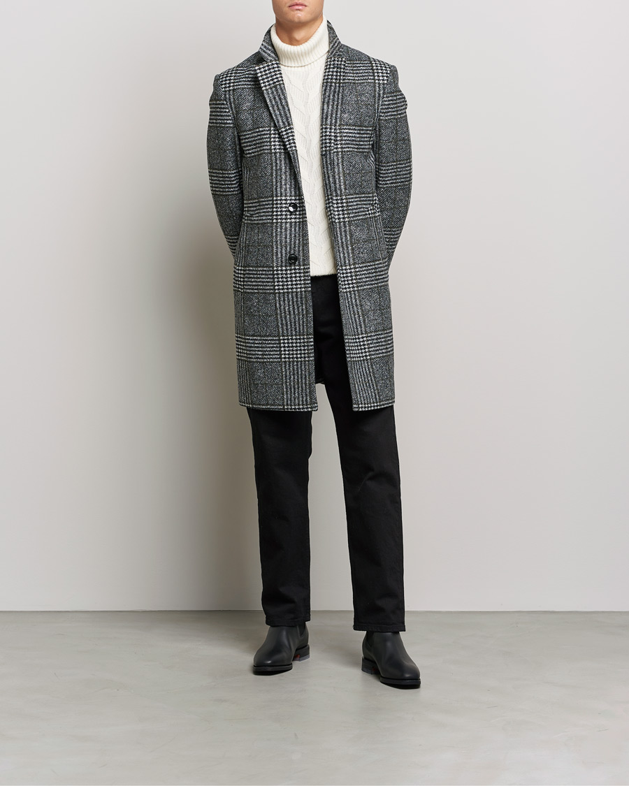 Uomini | Giacche | BOSS BLACK | Hyde Wool Checked Coat Black/Grey