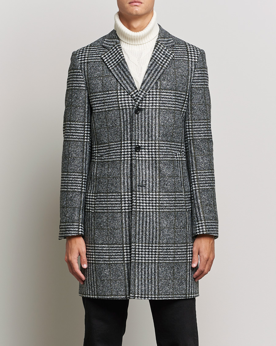Uomini | Giacche | BOSS BLACK | Hyde Wool Checked Coat Black/Grey