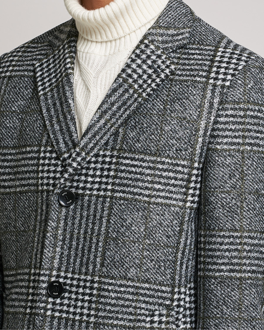 Uomini | Giacche | BOSS BLACK | Hyde Wool Checked Coat Black/Grey
