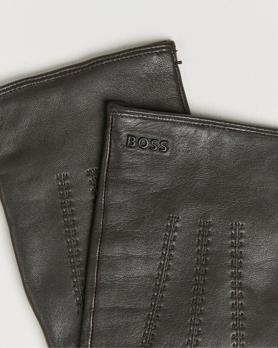 Uomini | Hainz Leather Gloves Medium Brown | BOSS BLACK | Hainz Leather Gloves Medium Brown