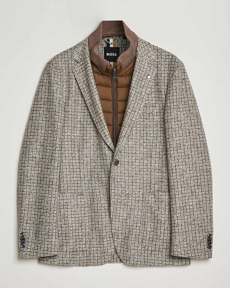 Uomini | Blazers | BOSS BLACK | Hanry Wool Checked Patch Pocket Blazer Silver